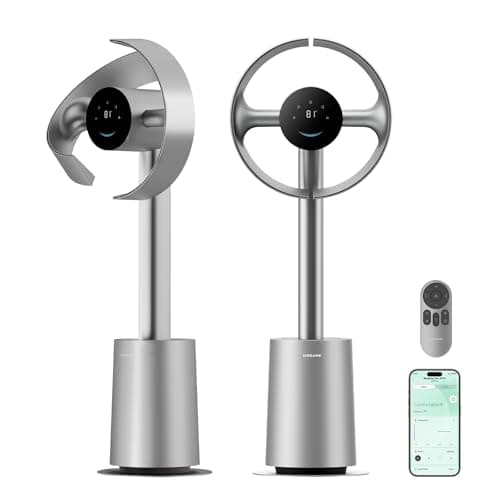 DREAME Bladeless Tower Fan for Bedroom, Smart Standing Fan with 270° Spatial Airflow for Whole-Room Circulation, 59ft/s High Velocity, 10 Speeds 3 Modes, Temperature-Adaptive Airfl