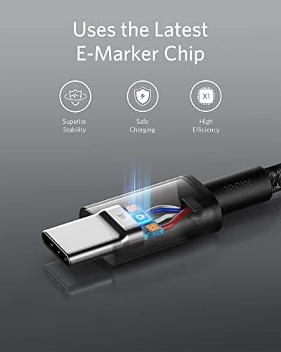 Cables Anker USB-C a USB-C de Carga Rápida 100W (2 pzas, 1.8 m, Negros)