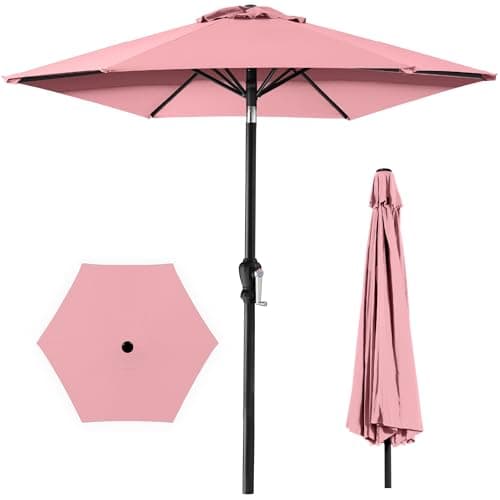 Best Choice Products 10ft Outdoor Patio Umbrella, Outdoor Table Umbrella, Yard Umbrella, Market Umbrella with 8 Sturdy Ribs, Push Button, Tilt and Crank - Carnation