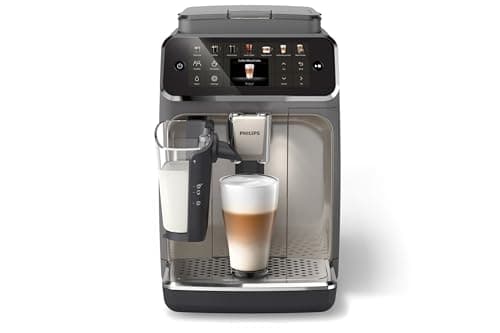 Philips 4400 Series Fully Automatic Espresso Machine, LatteGo Milk System, Integrated Grinder, 12 Hot & Iced Coffee Pre-Sets, Quick Start, SilentBrew, 15-Bar Pressure, Black Chrome