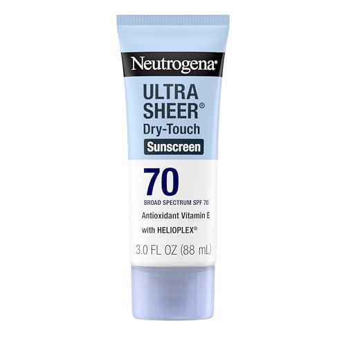 Neutrogena Ultra Sheer Dry-Touch Sunscreen Lotion SPF 70, Broad Spectrum, Water Resistant 80 Min, Oil-Free, Oxybenzone-Free, Non-Comedogenic, Matte Finish, Body Sunscreen, Travel S
