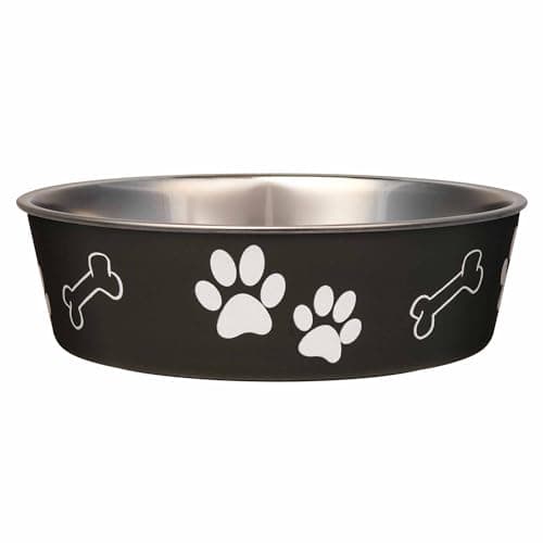 Loving Pets Bella Dog Bowls- Stainless Steel Dog & Cat Bowls - Spill Proof Dog Food Bowl, Cat Bowl, Puppy Essentials & Pet Supplies Great for Home & Travel (X-Large 65-100lbs, Espresso)