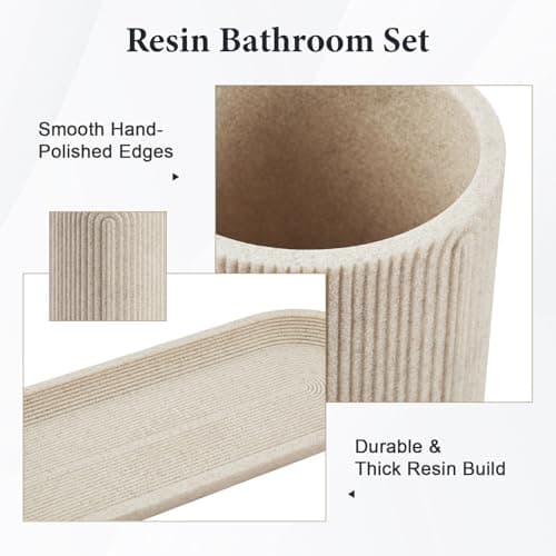Set de Accesorios de Baño de Resina de 7 Piezas - Beige