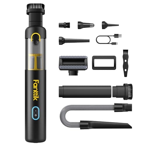 Fanttik Slim V8 APEX Car Vacuum, 4-in-1 Portable Mini Cordless Vacuum with 19000pa Suction Power for Pet Hair, Type-C Charge, One-Touch Empty for Car, Office Desk, Keyboards (Black