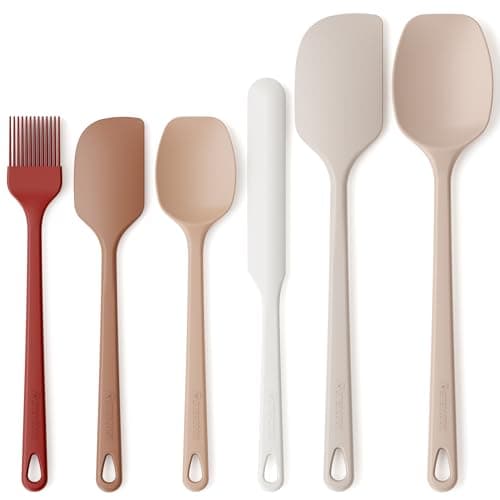 Astercook 6-Piece Silicone Spatula Set, 560°F Heat Resistant Rubber Spatulas with Stainless Steel Core, Nonstick Safe & Dishwasher Safe Baking Spatula Set for Cooking & Mixing, Mac