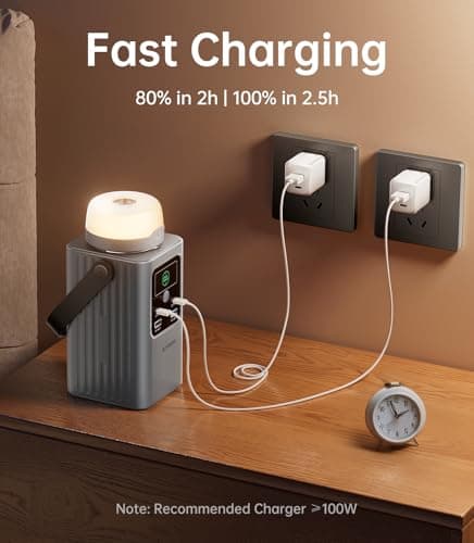 Estación de Energía Portátil ATGIH 198.4 Wh, Carga Rápida, Batería LiFePO4 y Luz Desmontable