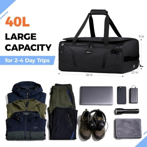 40L Water-Resistant Duffle Backpack with Shoe Compartment & Wet Pocket