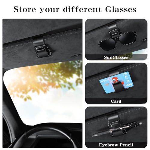 KAFANLIN: Paquete Doble de Soportes 2 en 1 para Gafas y Tarjetas en Visor de Coche