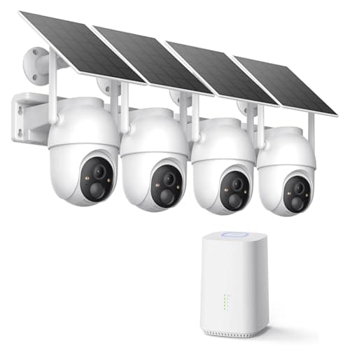 ELYSOO Solar Security Cameras Wireless Outdoor, 64GB Local Storage Included, 2K/4MP Home Security Camera System, 4-Cam Kit, 2.4G & 5GHz WiFi, PIR Motion Detection, 360° View
