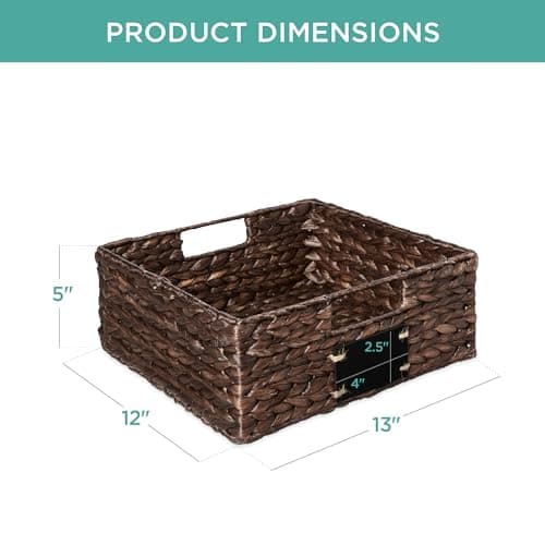 Set de 4 canastas de jacinto de agua Best Choice Products de 13x12 pulg. con etiquetas de pizarra