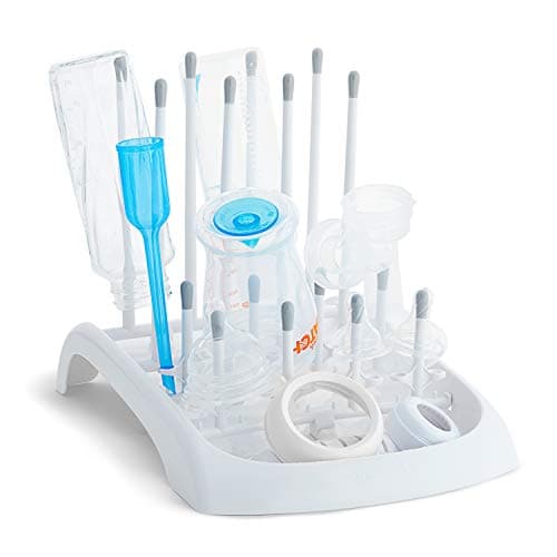 Set Esencial Munchkin para Biberones: Escurridor Plegable y Cepillo Limpiador (Blanco/Gris)