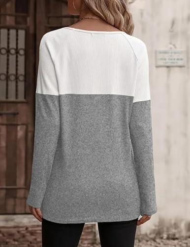 Suéter Túnica Zeagoo Tejido Waffle Manga Larga con Botones, Gris Claro