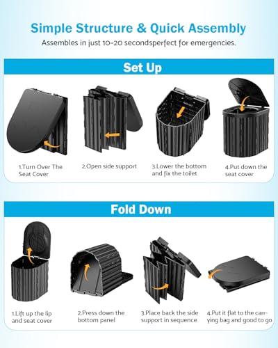 Baño Portátil Mejorado 15'' con Soporte de Papel y 450 Lbs para Exteriores