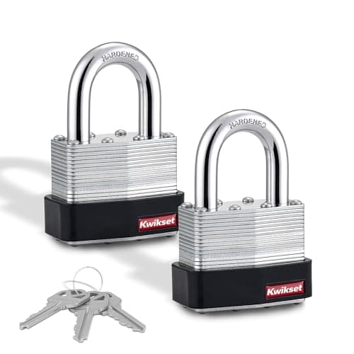 Candados Kwikset de Acero Laminado con Grillete Endurecido (Paquete de 2)