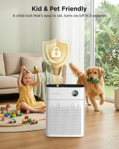 Purificador de Aire KOIOS H13 True HEPA para Hogar y Recámaras de 2500 sq ft