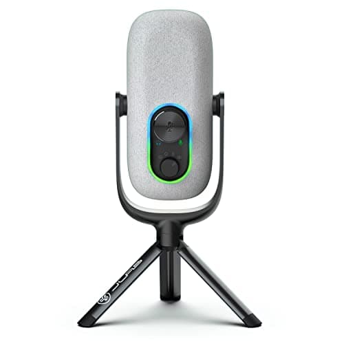 JLab JBuds Talk USB-C Microphone with Cardioid, Omni, Stereo, bi-Directional Modes, gain and Mute Controls, 3.5mm aux, White