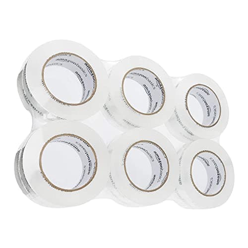 Amazon Basics Packing Tape, Strong & Durable for Moving, Storage, Shipping, Mailing and Sealing, Crystal Clear, 1.88" x 109 Yards, 6-Pack