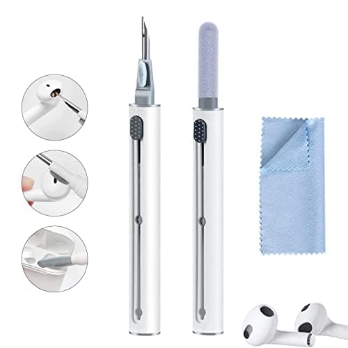 Airpod Cleaner Kit, Earbud Cleaning Kit for Airpods Pro 1 2 3,Multi-Function Cleaning Pen with Soft Brush Flocking Sponge, Suitable for Bluetooth Headset, Charging Box, Mobile Phon