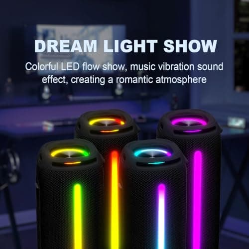 Bocina Bluetooth Portátil JIAYAOKJXX: Resistente al Agua, Luces RGB, Sonido Estéreo 20W y Bajos Profundos, con TWS. Perfecta para Exteriores y Fiestas.