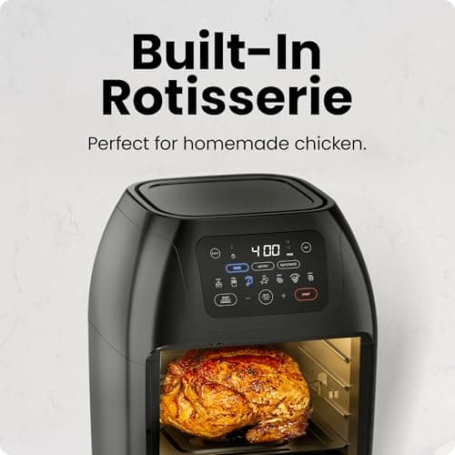 CHEFMAN Freidora de Aire Digital Multifuncional 5 en 1 XL 10L con Asador, Deshidratador y Horno de Convección, 17 Presets y Apagado Automático