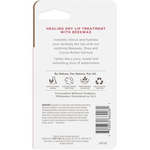 Bálsamo Labial Burt's Bees Rescue Sandía para Labios Secos y Agrietados (100% Natural, 0.35oz)