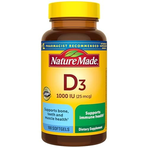 Vitamina D3 Nature Made 1000 UI (25 mcg), 100 Cápsulas Blandas