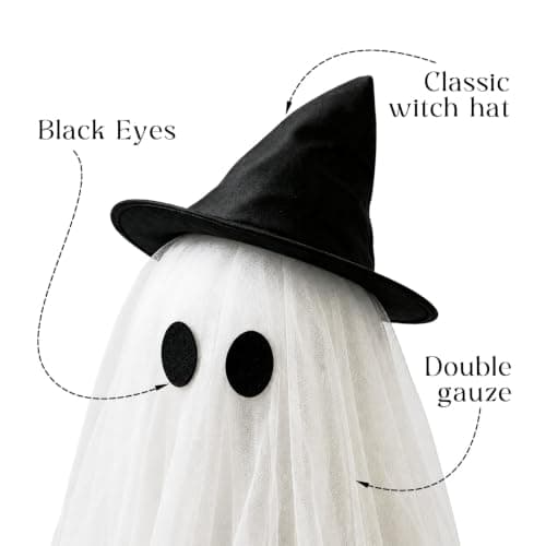 Halloween Decorations Outdoor, 2 Packs Light-Up Spooky Ghost Witch Broom