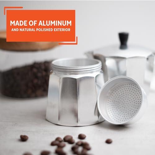 Cafetera de Espresso Imusa de Aluminio para Estufa, 6 Tazas, Plateada