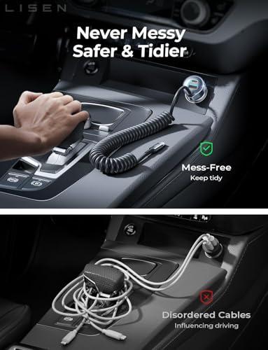 Cargador LISEN 90W USB-C para Auto: ¡Carga Rápida para iPhone y Samsung!