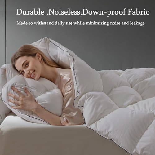 sleeprove Queen Size Down Comforter All Season Noiseless White Duvet 90x90