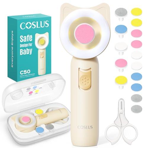 Kit 16 en 1 COSLUS para Uñas de Bebé: Eléctrico, Silencioso y con Luz 360°
