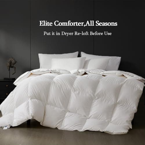 sleeprove Queen Size Down Comforter All Season Noiseless White Duvet 90x90