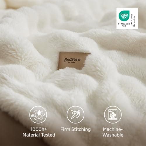 Manta Bedsure Cloud Bubble Suave y Decorativa, Blanca 50"x60"