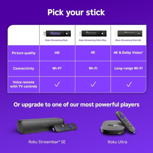Roku Streaming Stick 4K con control remoto por voz - HDR10+ y Dolby Vision