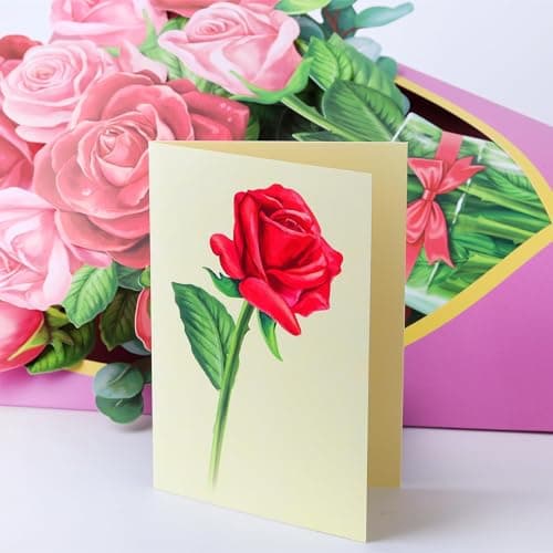 Airpark Pop Up Birthday Cards for Women, Paper Flowers Bouquet Card for Mom