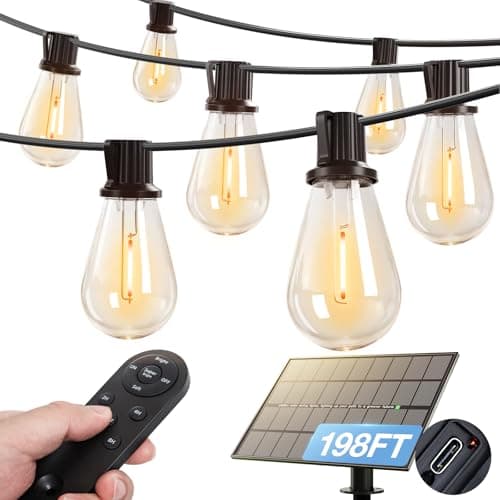 Guirnalda Solar de Luces addlon de 198 pies para Exterior, Impermeable, ¡Dura Más de 20 Horas!