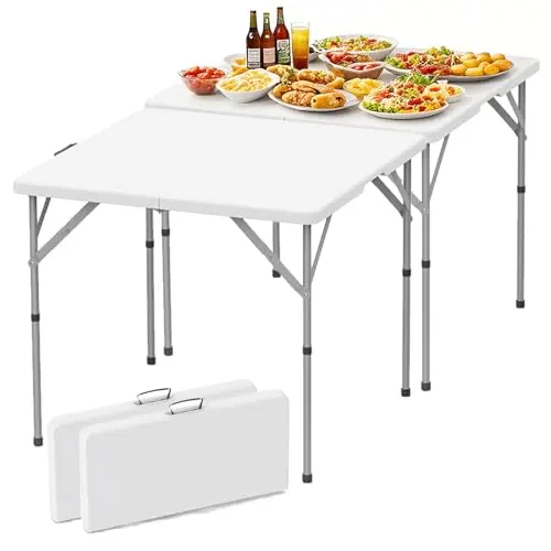 34'' Square Folding Card Table 2 Pcs,Dining Table with Handle & Safety Lock