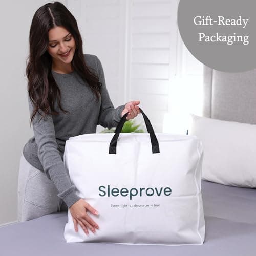 sleeprove Queen Size Down Comforter All Season Noiseless White Duvet 90x90