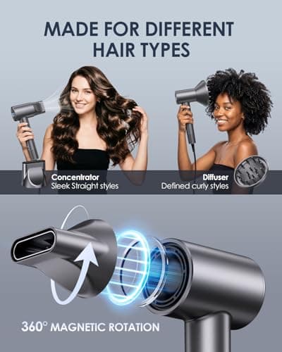 Travel Hair Dryer, Dual Voltage 100-240V Blow Dryer with Diffuser