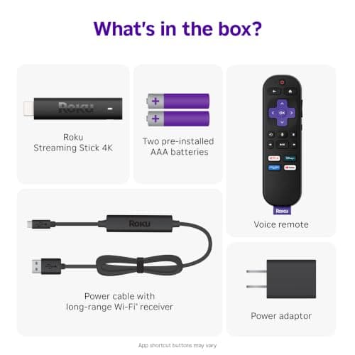 Roku Streaming Stick 4K con control remoto por voz - HDR10+ y Dolby Vision