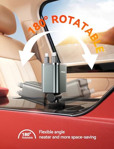 Cargador Retráctil JOYROOM 84W Ultra Compacto para Auto con USB C y Carga Rápida