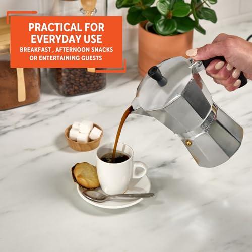 Cafetera de Espresso Imusa de Aluminio para Estufa, 6 Tazas, Plateada