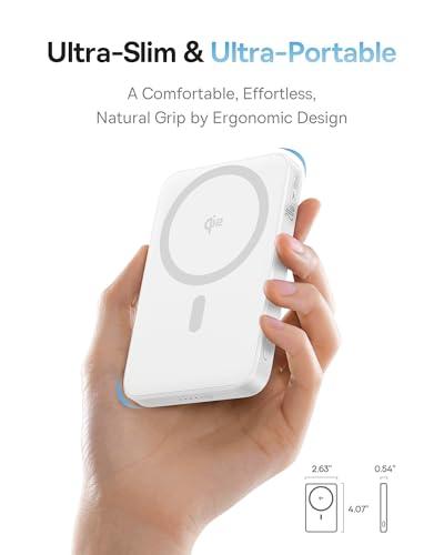 Baseus PicoGo Magnetic Power Bank, Qi2 Certified 15W Ultra-Fast Wireless Portable Charger with Stand, Ultra-Slim 5000mAh Battery Pack for iPhone 17 Pro Max 16/15/14/13/12