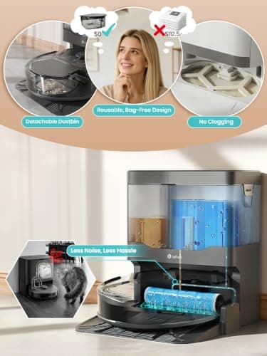 Lefant Robot Vacuum and Mop, 20000Pa Strong Suction, Self-Cleaning Roller Mop with Auto Drying, LiDAR Navigation & Obstacle Avoidance, Tangle-Free Pet Hair, Slim, 5G WiFi, M210 Pro Omni-Dark Gray