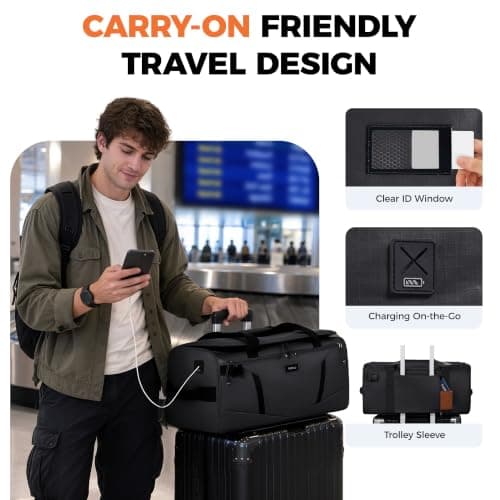 40L Water-Resistant Duffle Backpack with Shoe Compartment & Wet Pocket