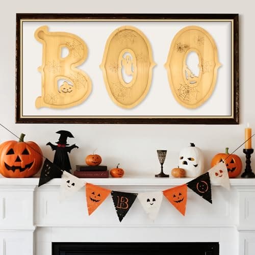 Set Nsoyos de 3 Tablas de Madera para Halloween 'BOO' + 14 Globos y Soportes