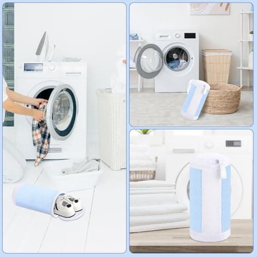 Dntorx: 2 Bolsas para Lavar Zapatos en Lavadora y Secadora, Azul + Blanco