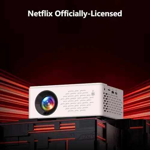 TMY Netflix-Officially-Licensed Mini Movie Projector with Wifi and Bluetooth, 1080P Full HD Portable Projector, Compatible with TV Stick/Smartphone/HDM/USB, indoor & outdoor use