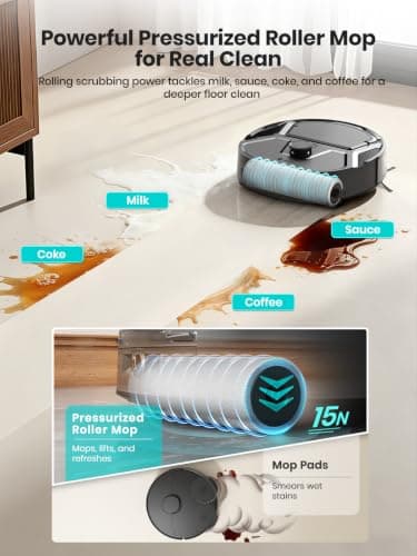 Lefant Robot Vacuum and Mop, 20000Pa Strong Suction, Self-Cleaning Roller Mop with Auto Drying, LiDAR Navigation & Obstacle Avoidance, Tangle-Free Pet Hair, Slim, 5G WiFi, M210 Pro Omni-Dark Gray