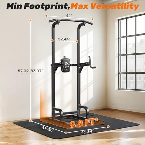 SPORTSROYALS Power Tower, Multi-Function Pull up Bar Dip Station with Upgraded Adjustable Foot Cover Equipment for Home Gym,360LBS